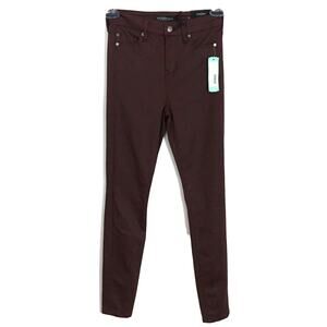 Liverpool Jeans Pants Womens Size 0 Janine Skinny Jeans Coated Moto Burgundy NWT